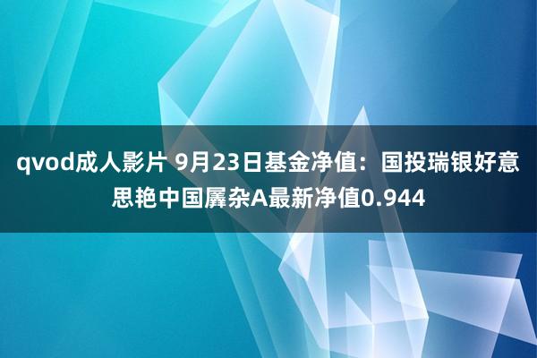 qvod成人影片 9月23日基金净值：国投瑞银好意思艳中国羼杂A最新净值0.944