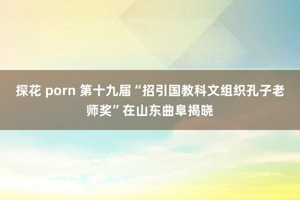 探花 porn 第十九届“招引国教科文组织孔子老师奖”在山东曲阜揭晓