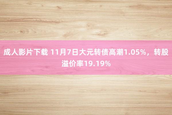 成人影片下载 11月7日大元转债高潮1.05%，转股溢价率19.19%