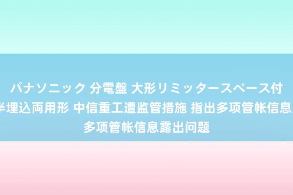 パナソニック 分電盤 大形リミッタースペース付 露出・半埋込両用形 中信重工遭监管措施 指出多项管帐信息露出问题