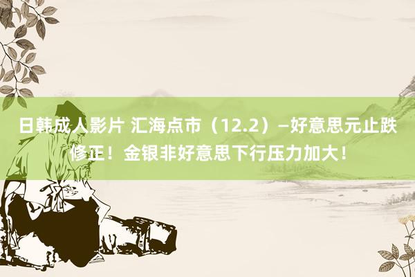 日韩成人影片 汇海点市（12.2）—好意思元止跌修正！金银非好意思下行压力加大！