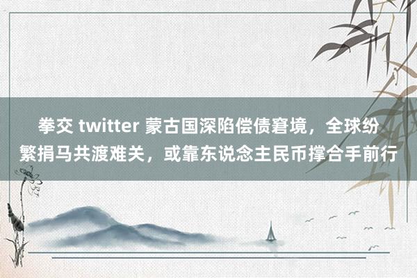拳交 twitter 蒙古国深陷偿债窘境，全球纷繁捐马共渡难关，或靠东说念主民币撑合手前行