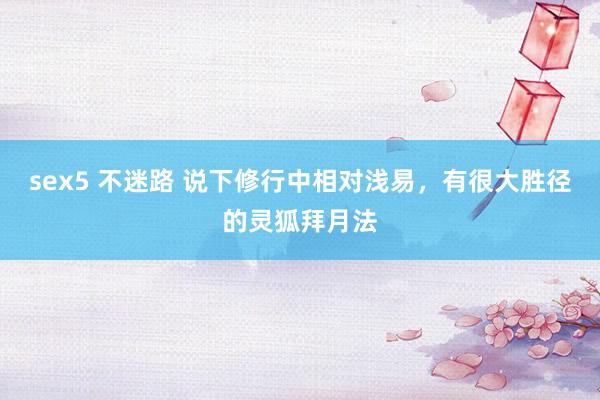 sex5 不迷路 说下修行中相对浅易,有很大胜径的灵狐拜月法