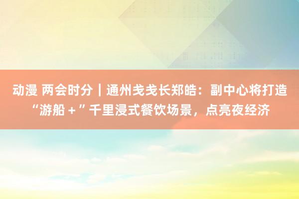 动漫 两会时分｜通州戋戋长郑皓：副中心将打造“游船＋”千里浸式餐饮场景，点亮夜经济