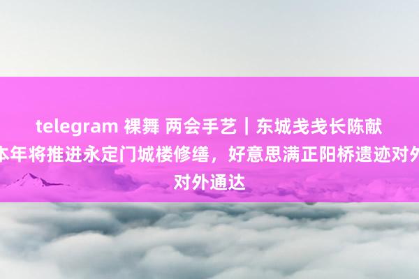 telegram 裸舞 两会手艺｜东城戋戋长陈献森：本年将推进永定门城楼修缮，好意思满正阳桥遗迹对外通达