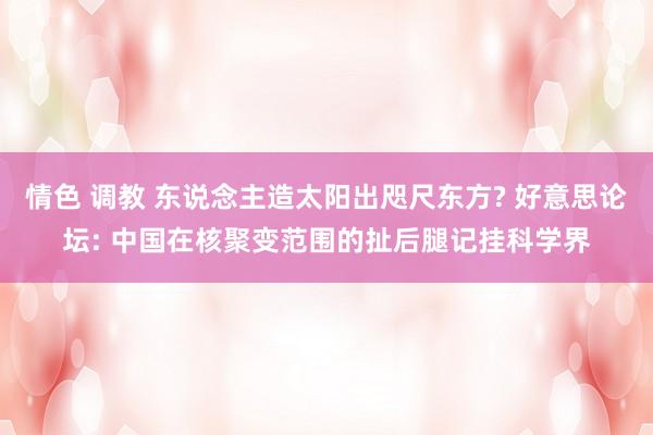 情色 调教 东说念主造太阳出咫尺东方? 好意思论坛: 中国在核聚变范围的扯后腿记挂科学界