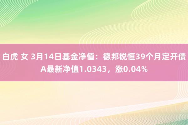 白虎 女 3月14日基金净值：德邦锐恒39个月定开债A最新净值1.0343，涨0.04%