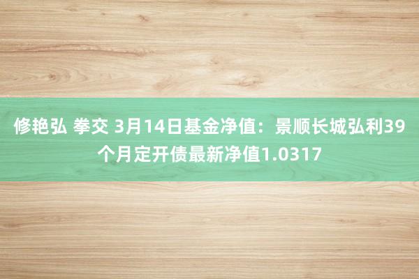 修艳弘 拳交 3月14日基金净值：景顺长城弘利39个月定开债最新净值1.0317