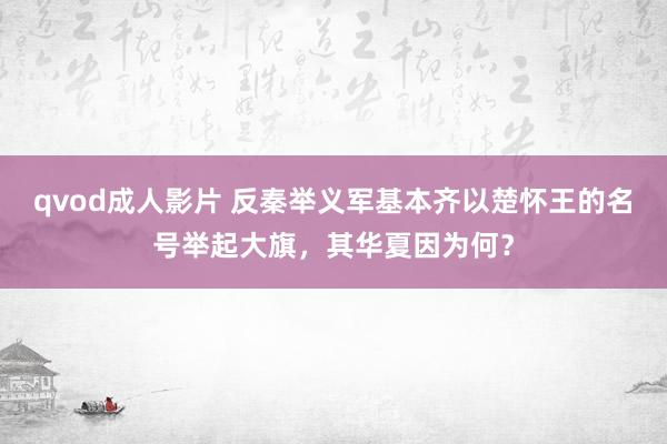 qvod成人影片 反秦举义军基本齐以楚怀王的名号举起大旗，其华夏因为何？