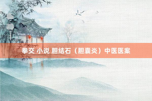 拳交 小说 胆结石（胆囊炎）中医医案