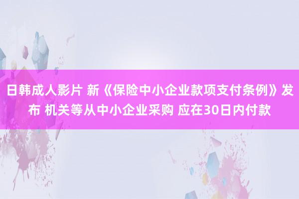 日韩成人影片 新《保险中小企业款项支付条例》发布 机关等从中小企业采购 应在30日内付款