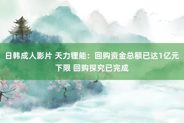 日韩成人影片 天力锂能：回购资金总额已达1亿元下限 回购探究已完成