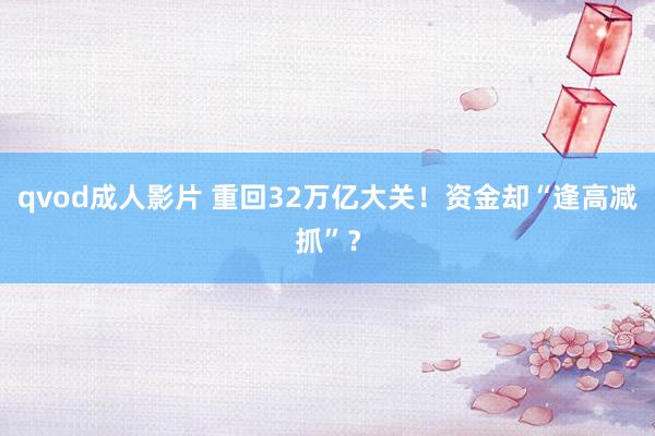 qvod成人影片 重回32万亿大关！资金却“逢高减抓”？