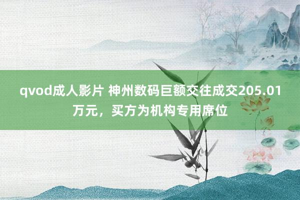 qvod成人影片 神州数码巨额交往成交205.01万元，买方为机构专用席位