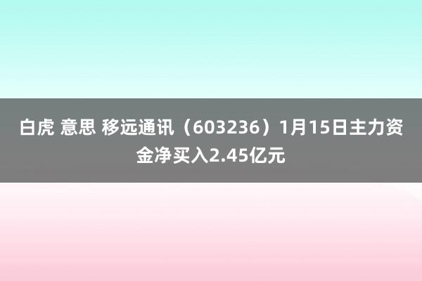 白虎 意思 移远通讯（603236）1月15日主力资金净买入2.45亿元