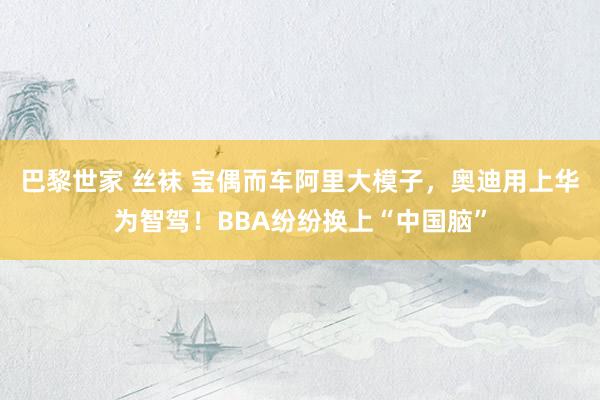 巴黎世家 丝袜 宝偶而车阿里大模子，奥迪用上华为智驾！BBA纷纷换上“中国脑”