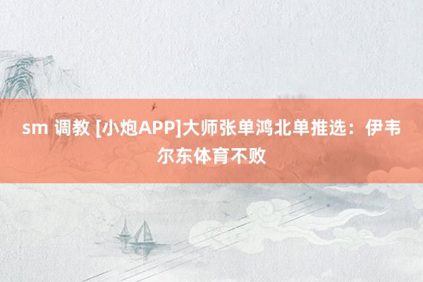 sm 调教 [小炮APP]大师张单鸿北单推选：伊韦尔东体育不败