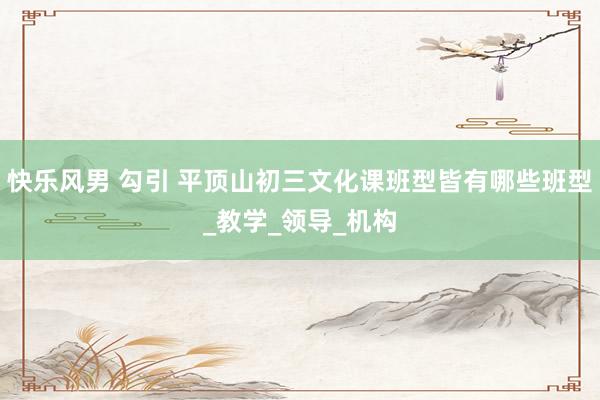 快乐风男 勾引 平顶山初三文化课班型皆有哪些班型_教学_领导_机构