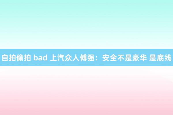 自拍偷拍 bad 上汽众人傅强：安全不是豪华 是底线