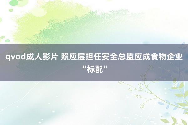 qvod成人影片 照应层担任安全总监应成食物企业“标配”