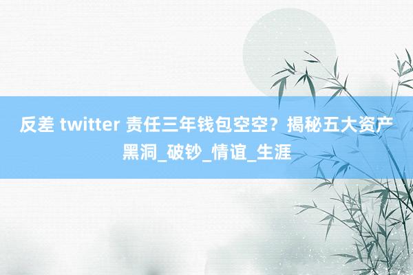 反差 twitter 责任三年钱包空空？揭秘五大资产黑洞_破钞_情谊_生涯