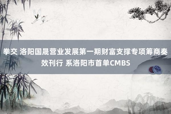 拳交 洛阳国晟营业发展第一期财富支撑专项筹商奏效刊行 系洛阳市首单CMBS
