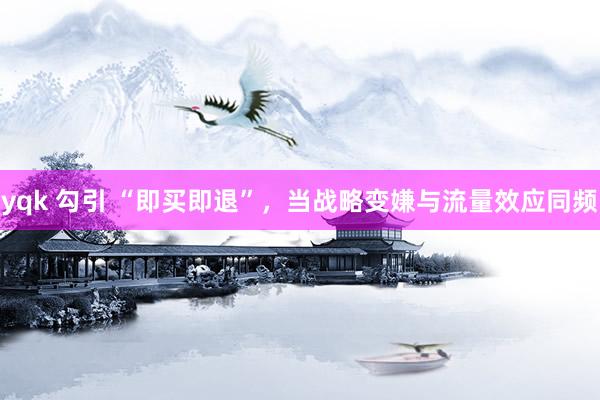 yqk 勾引 “即买即退”，当战略变嫌与流量效应同频