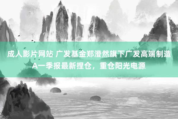 成人影片网站 广发基金郑澄然旗下广发高端制造A一季报最新捏仓，重仓阳光电源