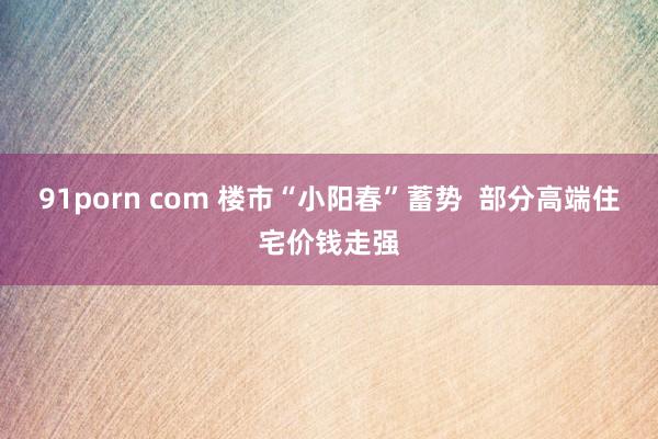 91porn com 楼市“小阳春”蓄势  部分高端住宅价钱走强