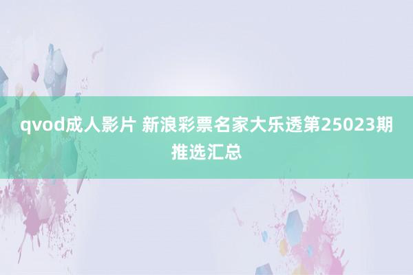 qvod成人影片 新浪彩票名家大乐透第25023期推选汇总